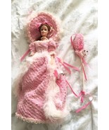 Pretty Ooak  Pink Crocheted Victorian Midge? Doll Dress With Doll As Is ... - £29.23 GBP