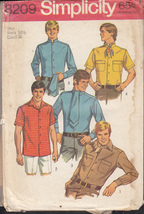 1960s Vintage Simplicity 8209 Men&#39;s Shirts, Scarf, Ascot - £20.42 GBP