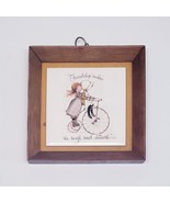Vtg Holly Hobbie Wood Framed Tile Art &quot;Friendship Makes The Rough Road S... - $205.52 MXN