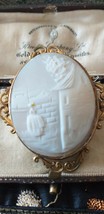 Antique Vintage Victorian Rolled Gold Mother of Pearl Design Carved Larg... - $88.11