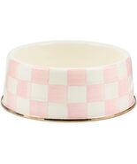 MACKENZIE-CHILDS Enamel Pet Bowl Rosy Check Large New - $69.95