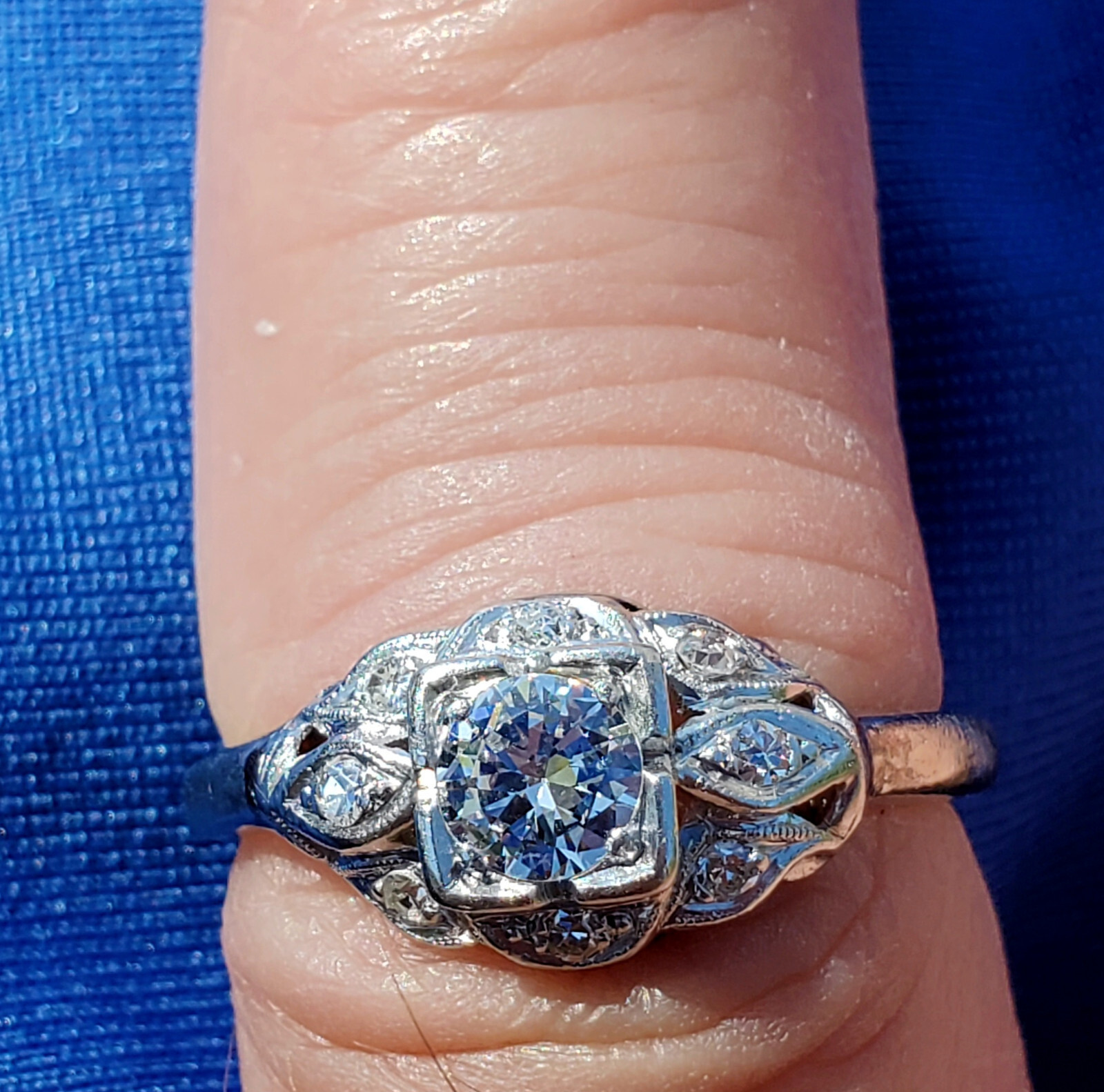 Earth mined Diamond Deco Engagement Ring 0.70 carat Antique Platinum Solitaire Item image 12