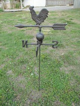 CAST IRON ROOSTER WEATHERVANE WEATHER VANE STAKE GROUND GARDEN FARM GARDEN  - $49.99