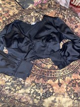 THE DROP { Nataliemeansnice} Elegant Black  Satin  Blouse Size L - $17.82