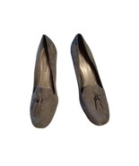 Ann Marino Women&#39;s Size 7M Brown Faux Suede Tasseled Heels - £17.65 GBP