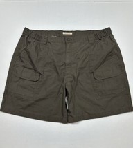 Savane Olive Green Gray Elastic Waist Cargo Shorts Men Size 44 (Measure 41x8) - £10.49 GBP