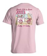 Beach Life is Sweet Kittie Kittie Love, Ice Cream Cart Design, Pink Cotton - $24.99