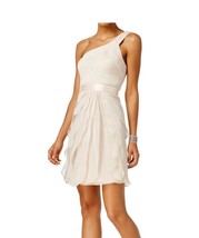 Adrianna Papell Womens Beige Tiered One Shoulder Cocktail Semi Formal Dr... - $25.46