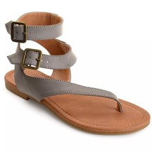 Journee Collection Women Ankle Strap Sandals Kyle Size US 7.5 Grey Faux Leather - £23.35 GBP