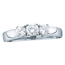 14kt White Gold Round Diamond 3-stone Bridal Wedding Engagement Ring 1 Ctw - £2,174.02 GBP