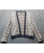 Hem &amp; Threads Cardigan Sweater Women&#39;s S Multi Geo Print Long Sleeve Ope... - $325.73 MXN