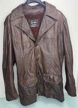 Vintage Grais Men Leather Jacket 42 Large L 70&#39;s Removable Liner Brown - $59.37