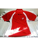 WISCONSIN BADGERS American Classic Sportswear Polo Shirt Size Large-Go B... - £17.16 GBP