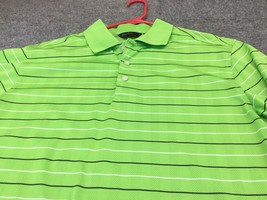 Walter Hagen Essentials Polo Men&#39;s SIZE Medium Green Striped Short Sleev... - $11.88