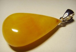 Amber pendant Natural Baltic Amber egg yolk drop silver 925 3.54gr Q-46 - £31.85 GBP