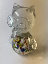 Glass Owl Bird Figurine Art Glass Figure Multicolored 4&quot; - £17.38 GBP