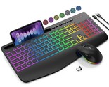 Wireless Keyboard And Mouse Combo, 9 Backlit Effects, Wrist Rest, Phone ... - £58.32 GBP