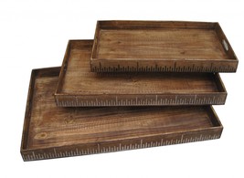 19 X 12 Brown Wood Tray Set - £136.47 GBP