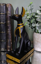 Egyptian Jackal Dog God of The Dead Anubis Sitting On Hieroglyphic Base Figurine - £21.57 GBP