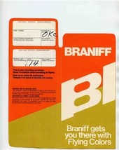 Braniff International Airline Ticket Jacket &amp; Tag 1976 Flying Colors Orange - £18.68 GBP