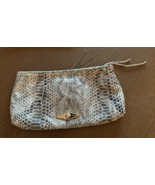 Elliott Lucca Leather Wristlet Clutch Purse Gray Black Snake Print Missi... - $14.33