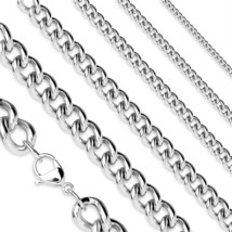 Curb Chain Necklace Silver Stainless Steel 15-20-inch 3mm Wide Mens Womens - £12.78 GBP