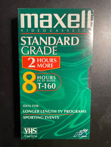 Maxell T-160 Standard Grade Videocassette Vhs 8 Hour In Ep Nip Cellophane Intact - £7.82 GBP