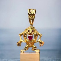 1.20Ct Oval Cut Lab-Created Ruby Tasmanian Devil Pendant 14k Yellow Gold Plated - £183.88 GBP
