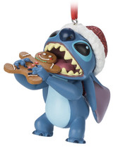 Disney STITCH as Santa Eating Gingerbread Cookie Figural Christmas Ornam... - $37.96