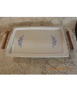Corning Ware Blue Cornflower Bake/Broil/Serve Tray with Brass Caddy P-35-B - £30.57 GBP
