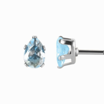 2 ct. Pear Shape Aquamarine Stud Earrings in Sterling Silver - £32.01 GBP