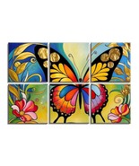 Butterfly Ceramic Tile Mosaic Colorful Set of 6 Backsplash Tiles Art 12.... - $1,943.11 MXN