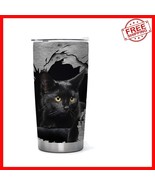 Stainless Steel 20oz Black Cat Tumbler with Lid - Perfect Gift for Cat Moms - $48.19 CAD