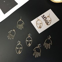 2021 New Trend Fashion Gold Tone Face/Hand Statement Dangle Earrings For Women C - £6.63 GBP