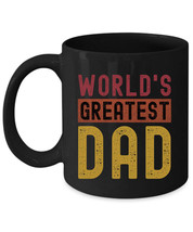 Worlds Greatest Dad Father&#39;s Day Coffee Mug Vintage Black Cup Gift For D... - £14.96 GBP+