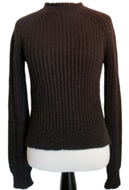 Zara Chunky Sweater Womens S Long Sleeve Black Handknit Cotton Beaded Pu... - $19.18