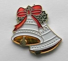Christmas Bells Holly Ribbon Xmas Lapel Pin Badge 1 Inch - £4.27 GBP
