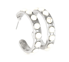 Paparazzi Western Watering Hole White Hoop Earrings - New - $4.50