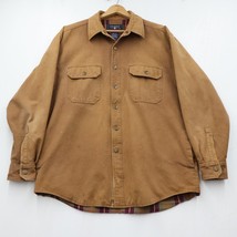 Vintage Coleman Outdoors Jacket Shaket Flannel Lined Mens Size Large Brown Tan - £54.55 GBP