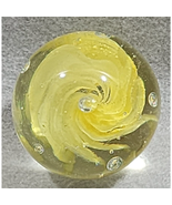 Yellow Petaled Swirl Paperweight Hand Blown Art Glass Round 7&quot; Circumfer... - €17,60 EUR