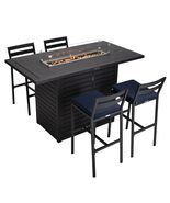 LeisureMod 5-Piece Patio Dining Bar Set Aluminum Rectangular Fire Pit Ta... - $2,597.98+