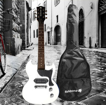 fishbone SG Jr. White 32.5&quot; 3/4 Size Electric Guitar+Gig Bag,Cable,Strap Travel - £87.83 GBP