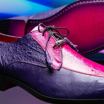 Andretti Genuine Ostrich Leg Dress Derby's Tasseled Laces Shoes Pink / Purple image 10