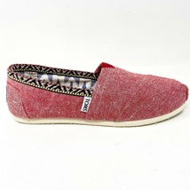 Toms Classics Red Chambray Trim Womens Slip On Casual Canvas Flat Shoes - $39.95