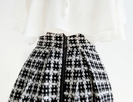 A-line Black Tweed Midi Skirt Outfit Women Custom Plus Size Woolen Party Skirt image 14