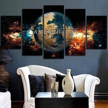 Large Framed Game of Thrones World Map 5 Piece Canvas Print Wall Art Home - £24.00 GBP+