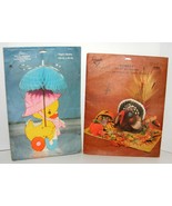 2 Vintage Paper Centerpieces Thanksgiving Turkey &amp; Shower Duck - £9.43 GBP
