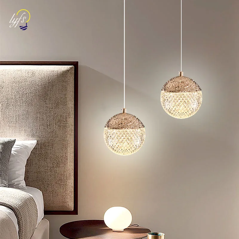 Round Ball Crystal LED Pendant Light Nordic Indoor Lighting Living Room - $67.09