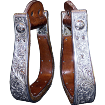 Vintage Marked Engraved Diablo Sterling Silver Western Saddle Stirrups 1.5 inch - £558.25 GBP