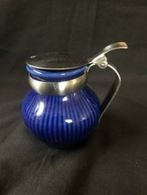 Vintage Rorstrand Pottery &amp; Stainless Steel Cobalt Blue Lidded Mustard/C... - $54.76 CAD